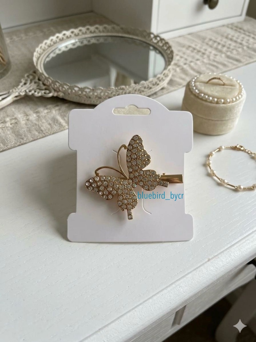 Gold Butterfly Crystal Hair Pin